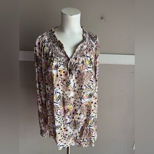Chic Floral Women's Blouse in Pink and Yellow